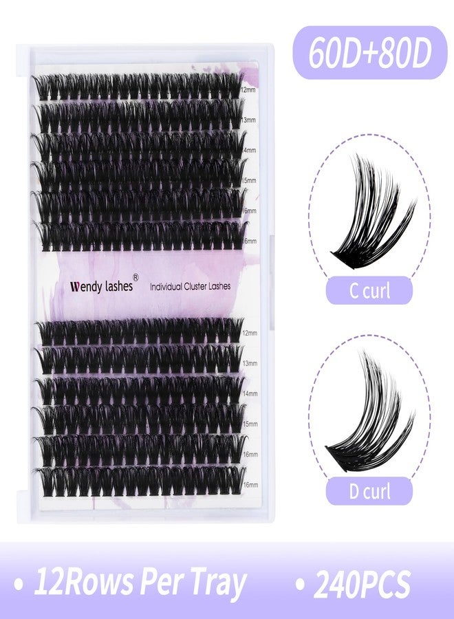 WENDY LASHES Lash Clusters 60D/80D Eyelash Clusters Fluffy DIY Lash Extensions Wispy D Curl Lashes Clusters Mixed Length 12-16mm Fluffy Individual Lash Clusters Eyelash Extensions for DIY Lashes at Home - Image 4